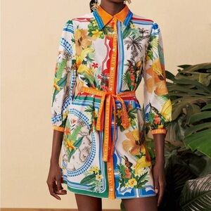 Multicolor Floral Print Shirt Dress